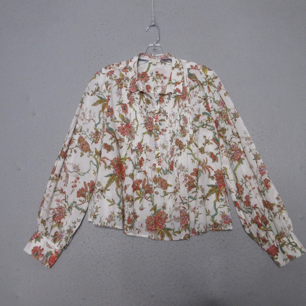 Pilcro‎ Anthropologie Top Floral Bird Pintuck Pleat Boho Prairie Cottage Core